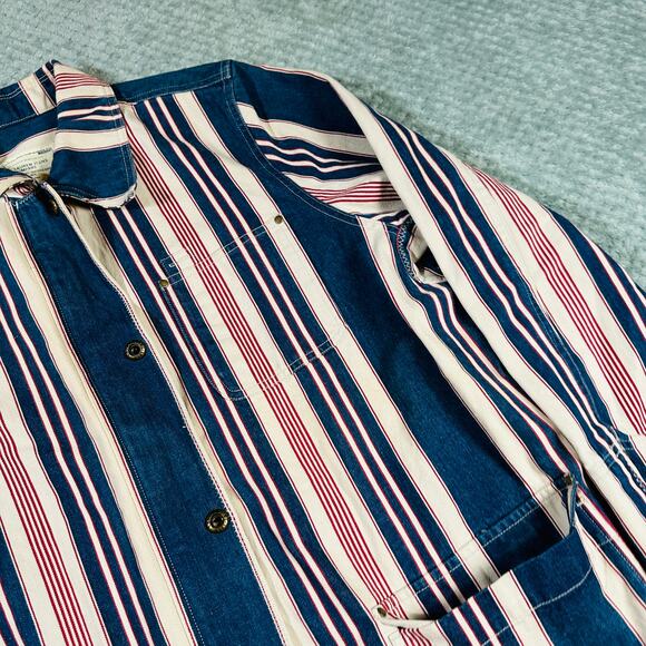 Vintage 1990s Lauren Jeans Company Red/Blue Denim Chore Jacket Wmns 2XL - Picture 3 of 8